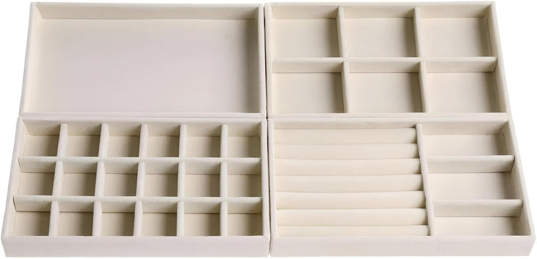 Accessory Storage - Luxurious Velvet Jewelry Organizer, 4-Piece Set for Neat and Elegant Display in Your Closet