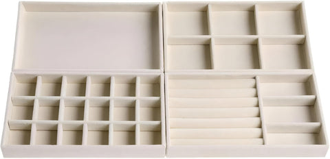 Accessory Storage - Luxurious Velvet Jewelry Organizer, 4-Piece Set for Neat and Elegant Display in Your Closet