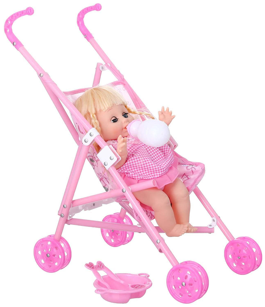 Fisher Baby Doll for Kids with Stroller, Pink