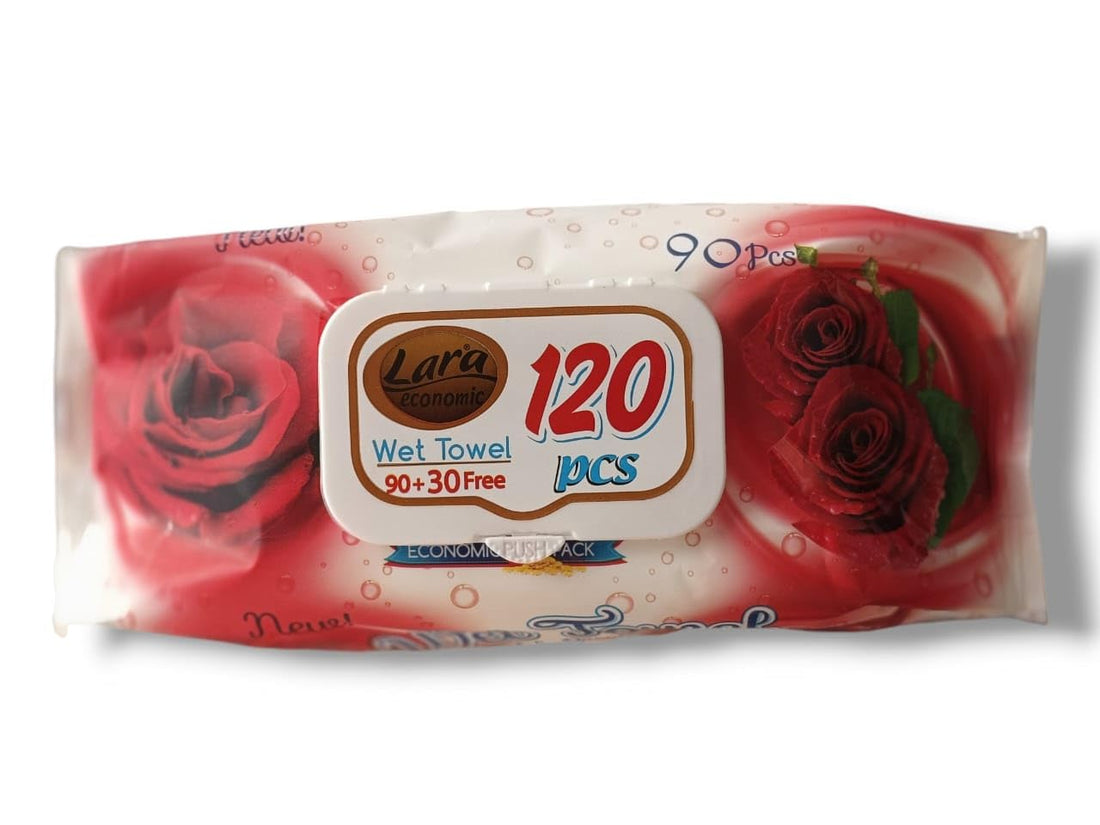 Lara Soft Rose Scented Wet Wipes (120 Count, 90+30 Pack)