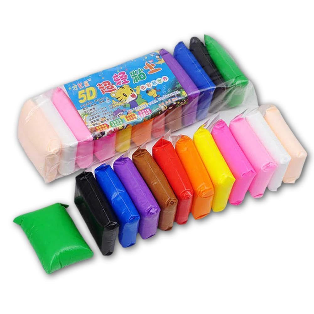 Creative Clay - Non-toxic, easy-to-mold dough for art studios and kids' activities, dries naturally, no oven required; 12 colorful blocks for endless creativity. (pcs 12)