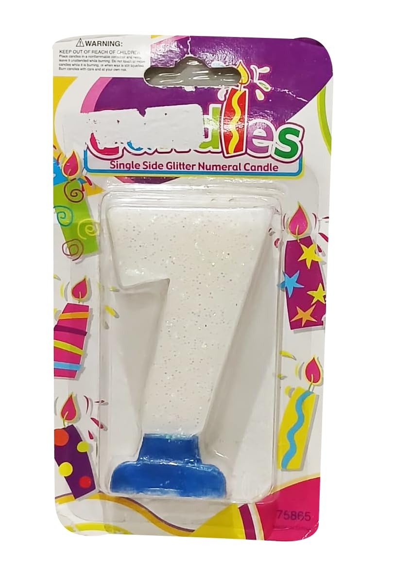 birthday white Glitter candles no.7