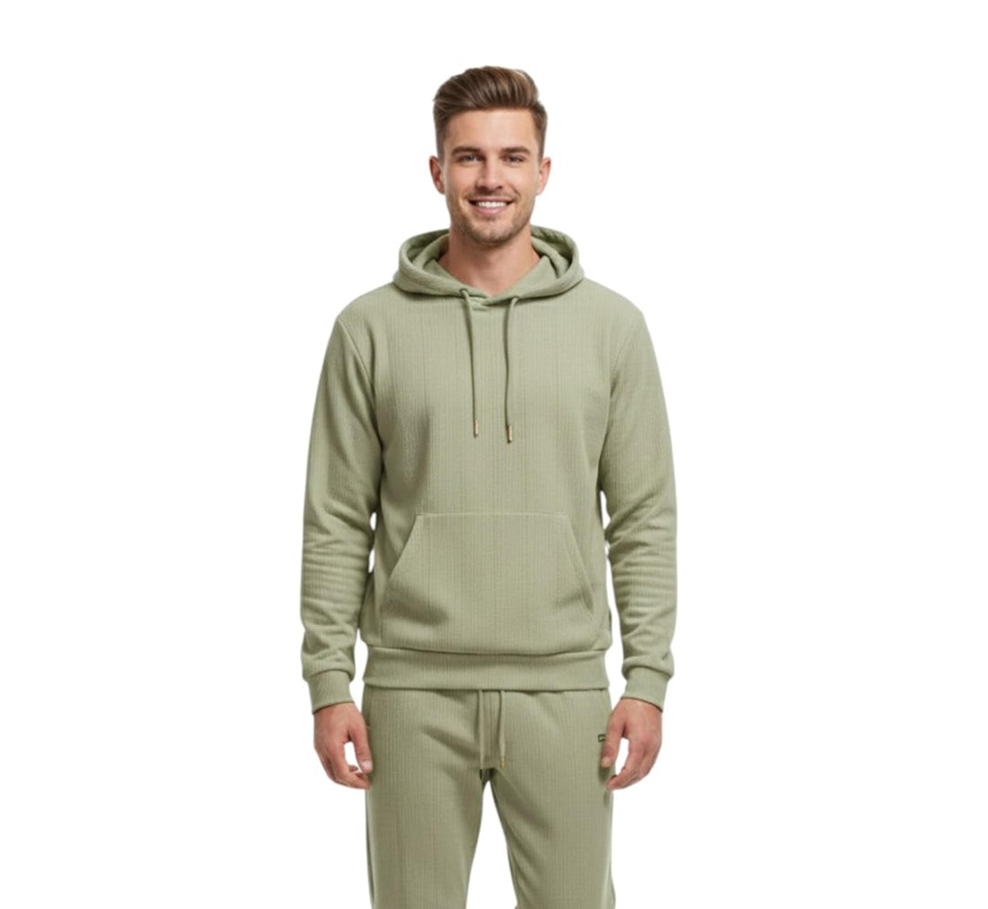 MEZA Men's Winter Quilted Hoodie Kangaroo Pocket Hooded Sweatshirt Soft High Quality Sport Casual Wear