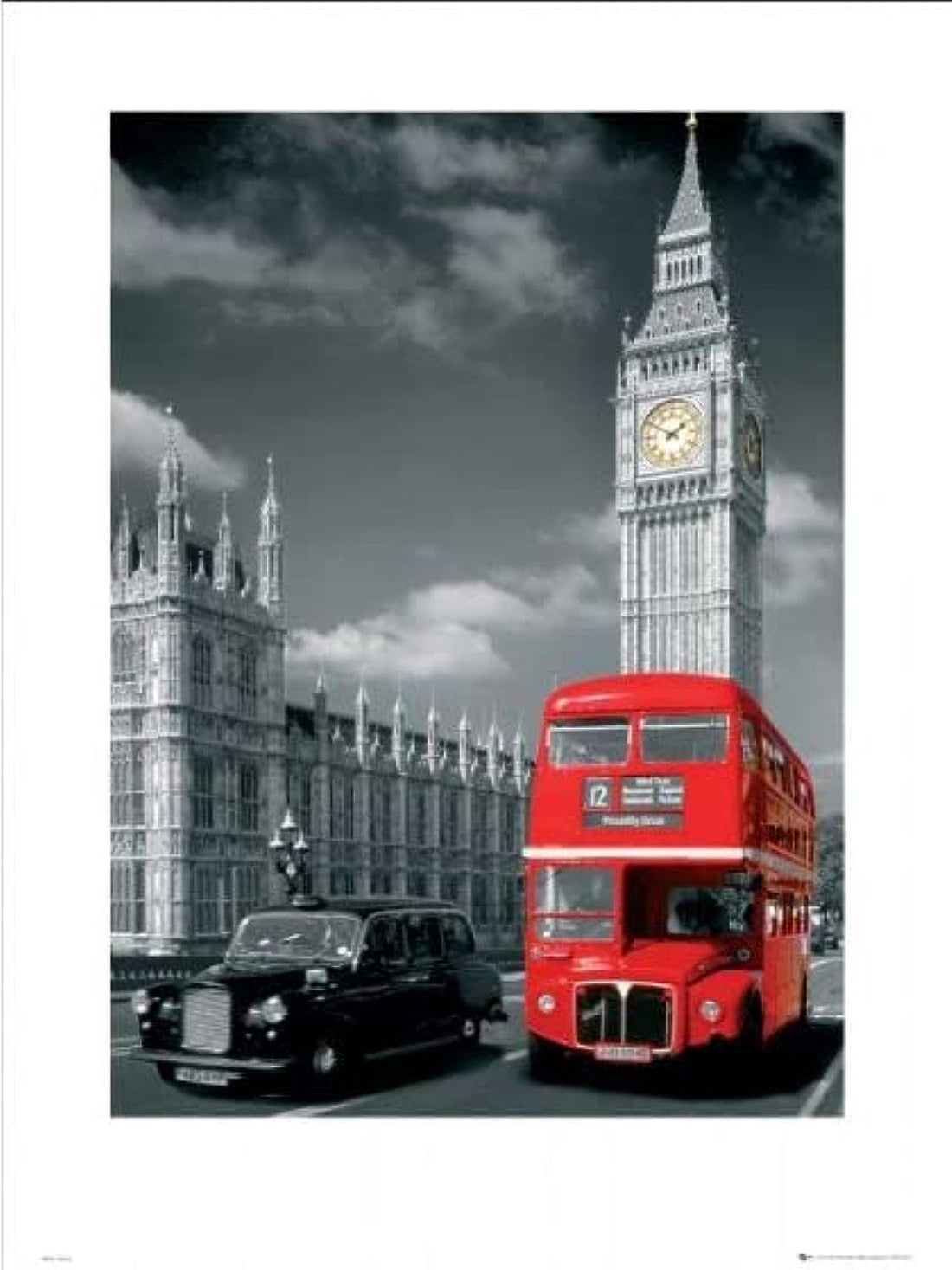 London Big Ben Bus & Taxi POSTER Art Prints -Panoramic 60cm x 80cm Prints