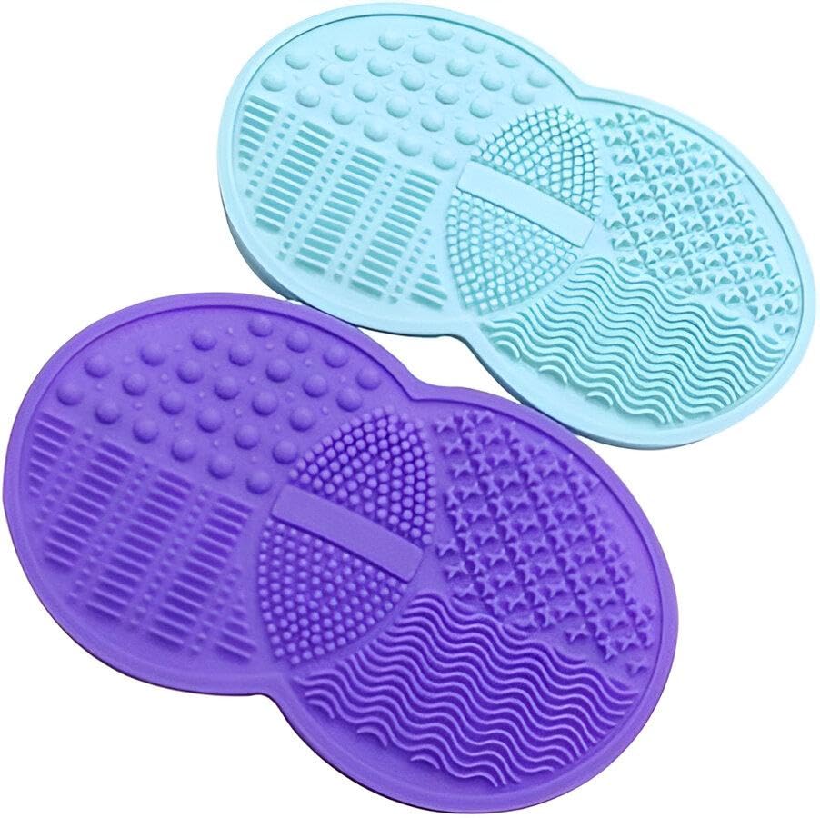 Multicolor Makeup Brush Cleaning Mat - Silicone Surface with Adhesive Backing for Simple and Fast Brush Cleaning Solution, Suitable for All Makeup Brushes (piece-2)