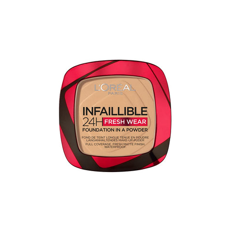 L'Oréal Paris Infaillible 24H Fresh Wear Foundation in a Powder - Waterproof, Full Matte Coverage Transferproof Makeup - 200 Golden Sand