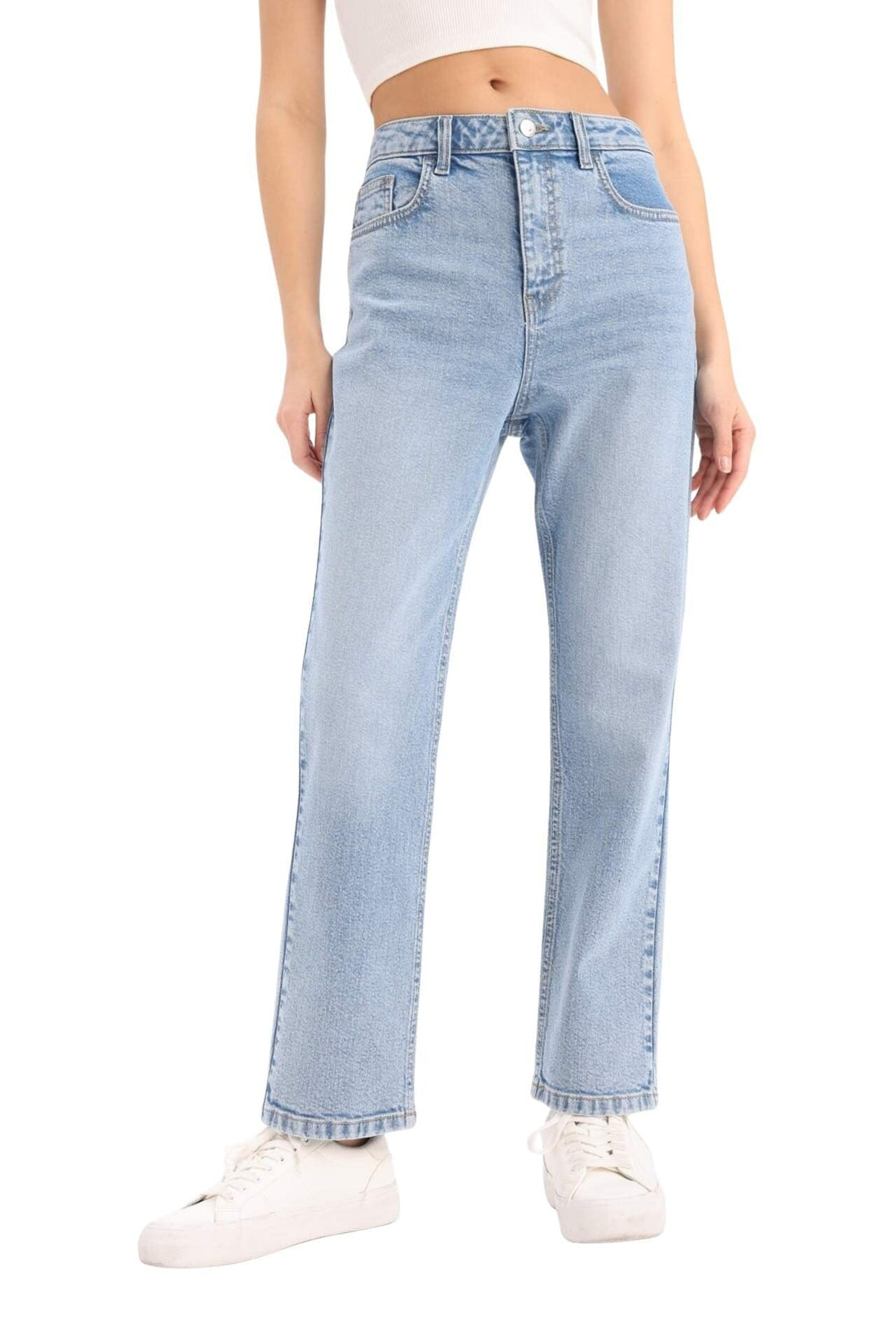 DeFacto Woman Special Collection Vintage Straight Denim Trousers,Mid Blue 38