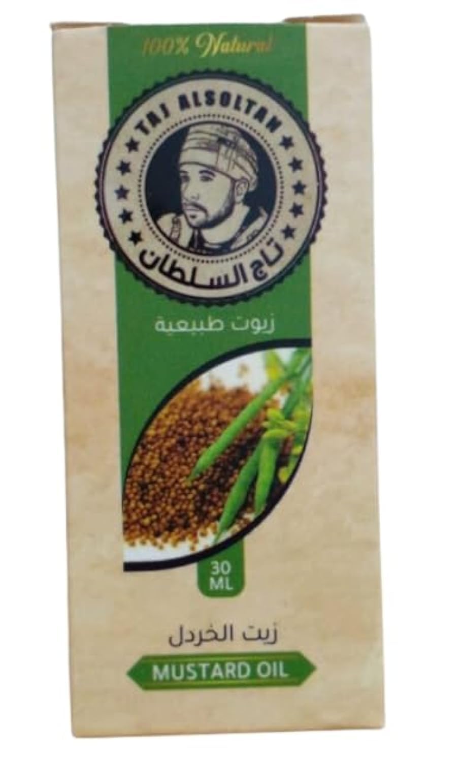 Taj Al-Sultan Mustard Oil - 30ml, 100% Pure and Natural Edible Mustard Seed Oil for Cooking, Hair, and Skin Care, Cold-Pressed, Unrefined, and Rich in Nutrients