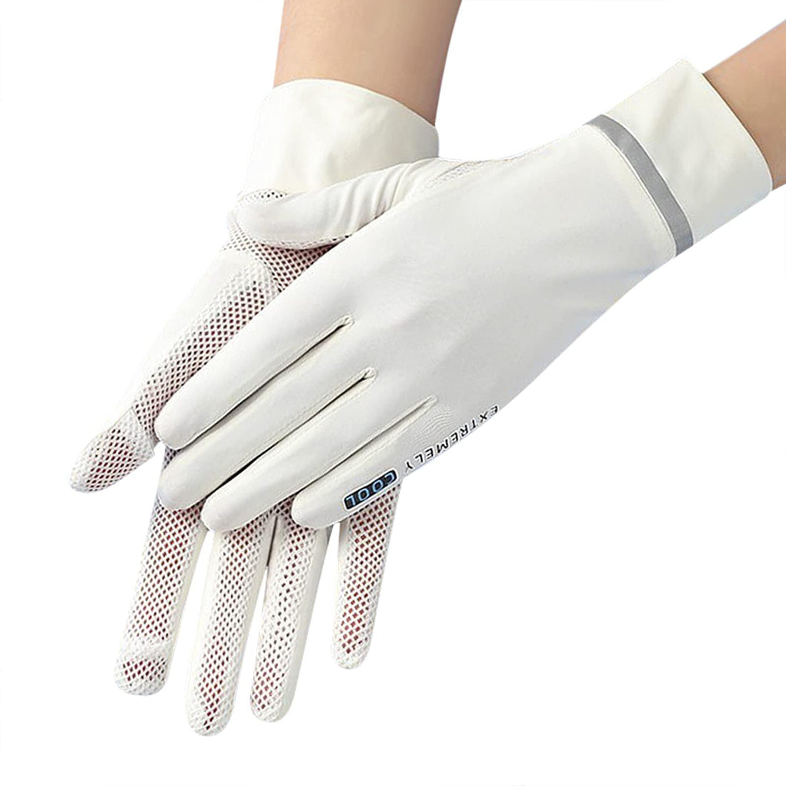 BIGTHREE Ladies Sun Protection Fingerless Gloves, Summer Sun Protection Gloves, UPF 50+ UV Sun-Proof Glove, Mesh Silky Cooling Touchscreen Anti-Slip Mittens, Golf Cycling Gloves