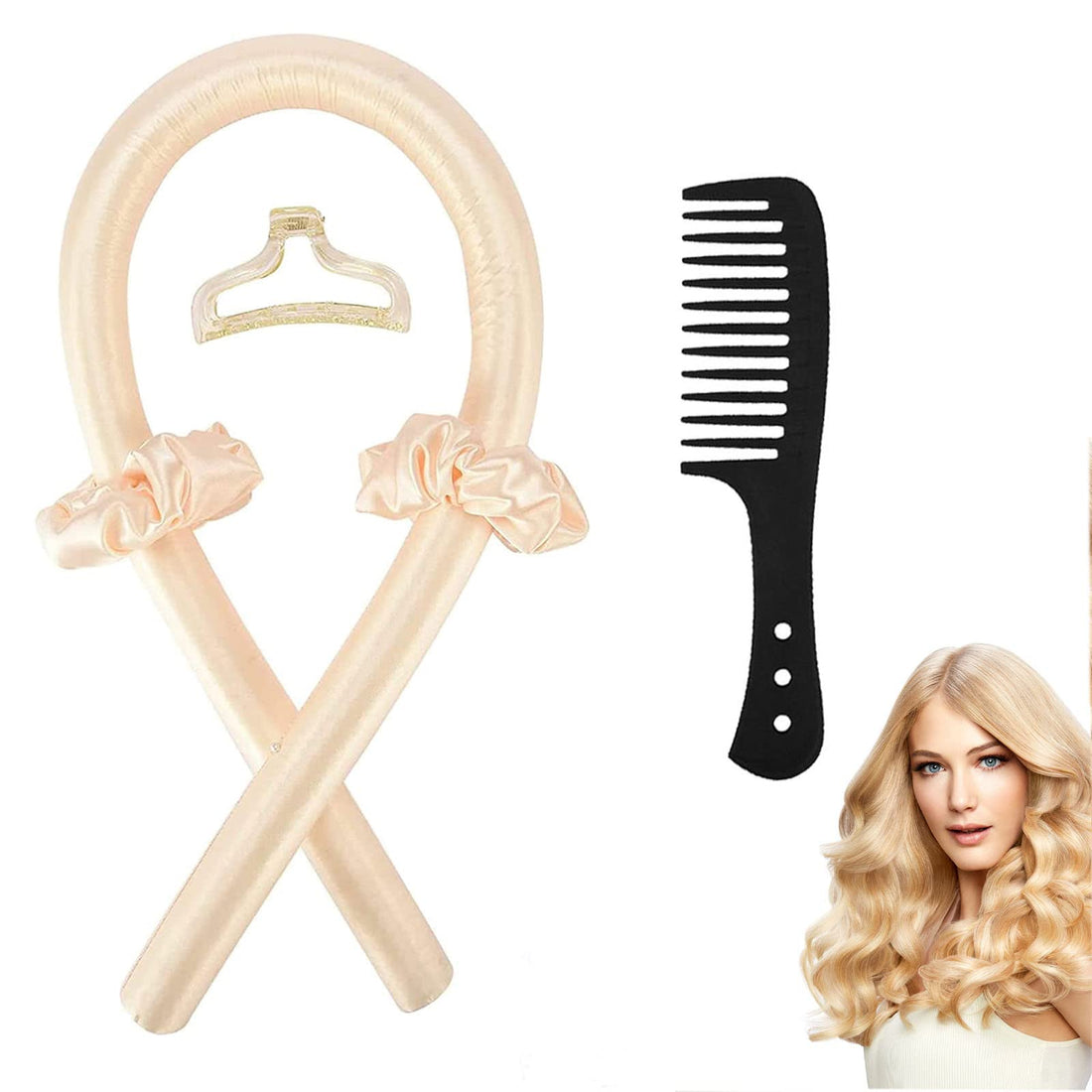 DMQ Heatless Curling Rod Headband,Overnight Hair Curlers Lazy Curler Set Heatless Curls Heatless Wave Curlers Wave Formers Medium Hair Curling Rollers Hair Styling Tools for Women girl (beige)