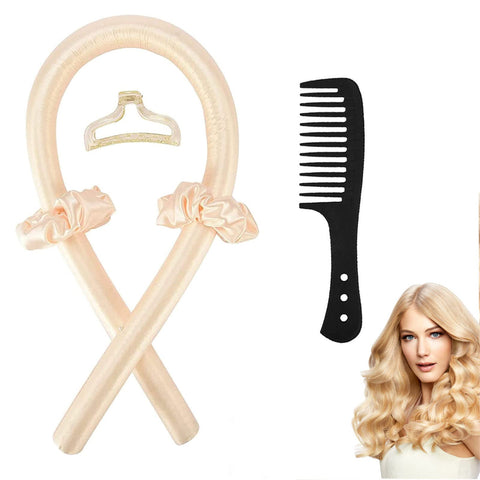 DMQ Heatless Curling Rod Headband,Overnight Hair Curlers Lazy Curler Set Heatless Curls Heatless Wave Curlers Wave Formers Medium Hair Curling Rollers Hair Styling Tools for Women girl (beige)