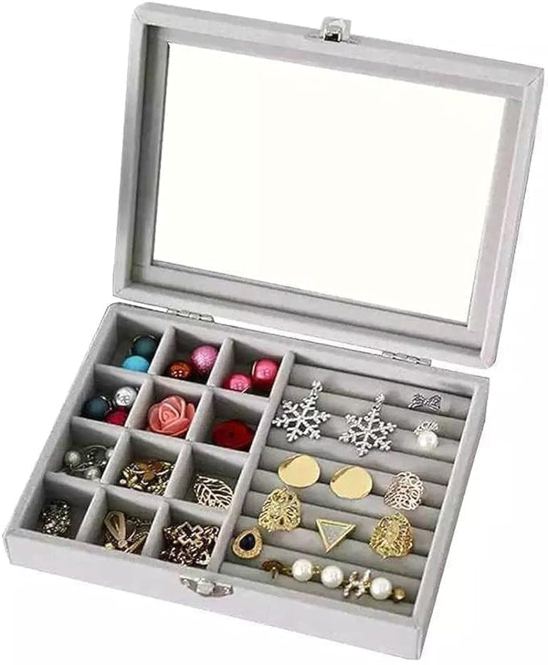 Portable Jewelry Container Lightweight Organizer Ring Necklace Bracelet Jewelry Organizer Holder Jewelry Holder for Home Use (Grey)