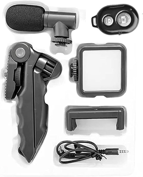 Phone Stabilizer for Video Shooting, Tripod for Type-C Phone, Mini Felt Ring Light + Microphone + Phone Clip for Live Streaming and Video Calling