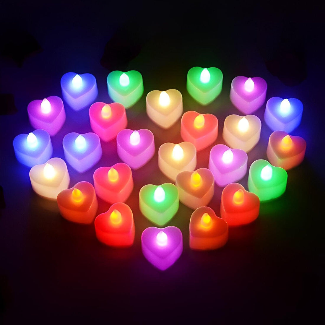 LED Candles Set - 24 Pack Battery Operated Glow Candles Perfect for Weddings, Home Decor, Birthday Celebrations - Create Magical Atmosphere with Heart Lights