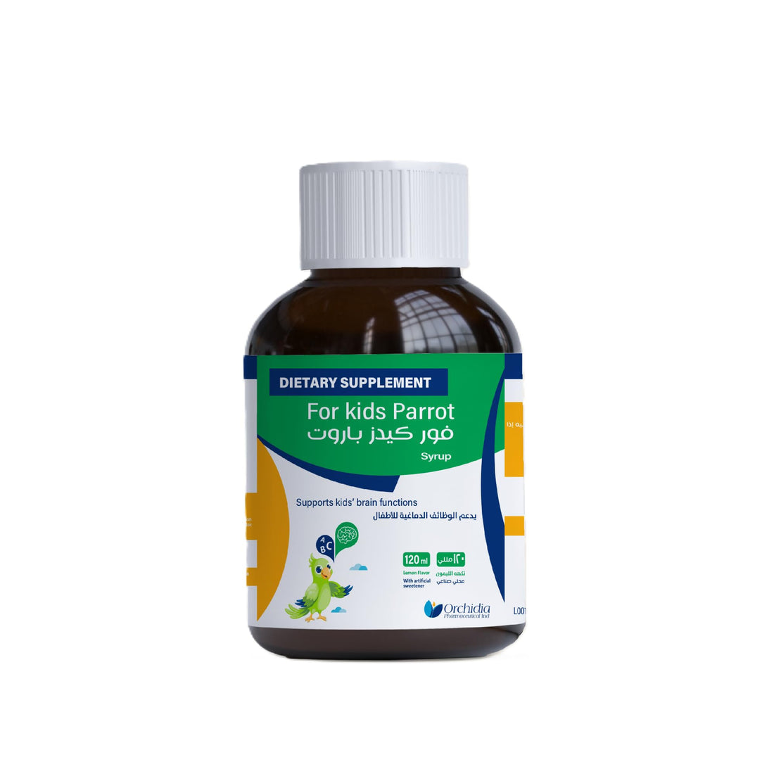 Forkids Parrot Children's Brain Support Syrup, 120ml, Lemon Flavour with Vitamins ACDE, Omega, B9
