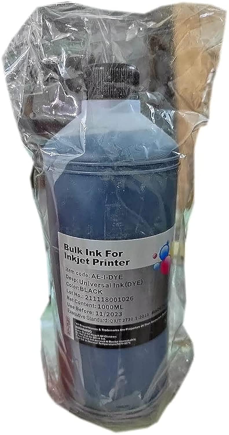 1000 ML Universal Refill BULK Ink kit for Epson Canon HP Brother Lexmark DELL Kodak Inkjet Printer Cartridge Printer Ink (1 Color) (C, Y, M or K) (BLACK)