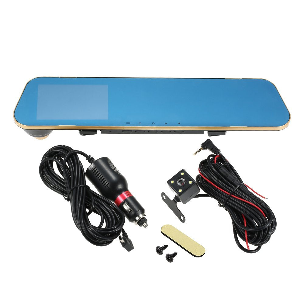 Generic Kkmoon 4'' 1080p dual lens car dvr rear view dash cam video camera recorder