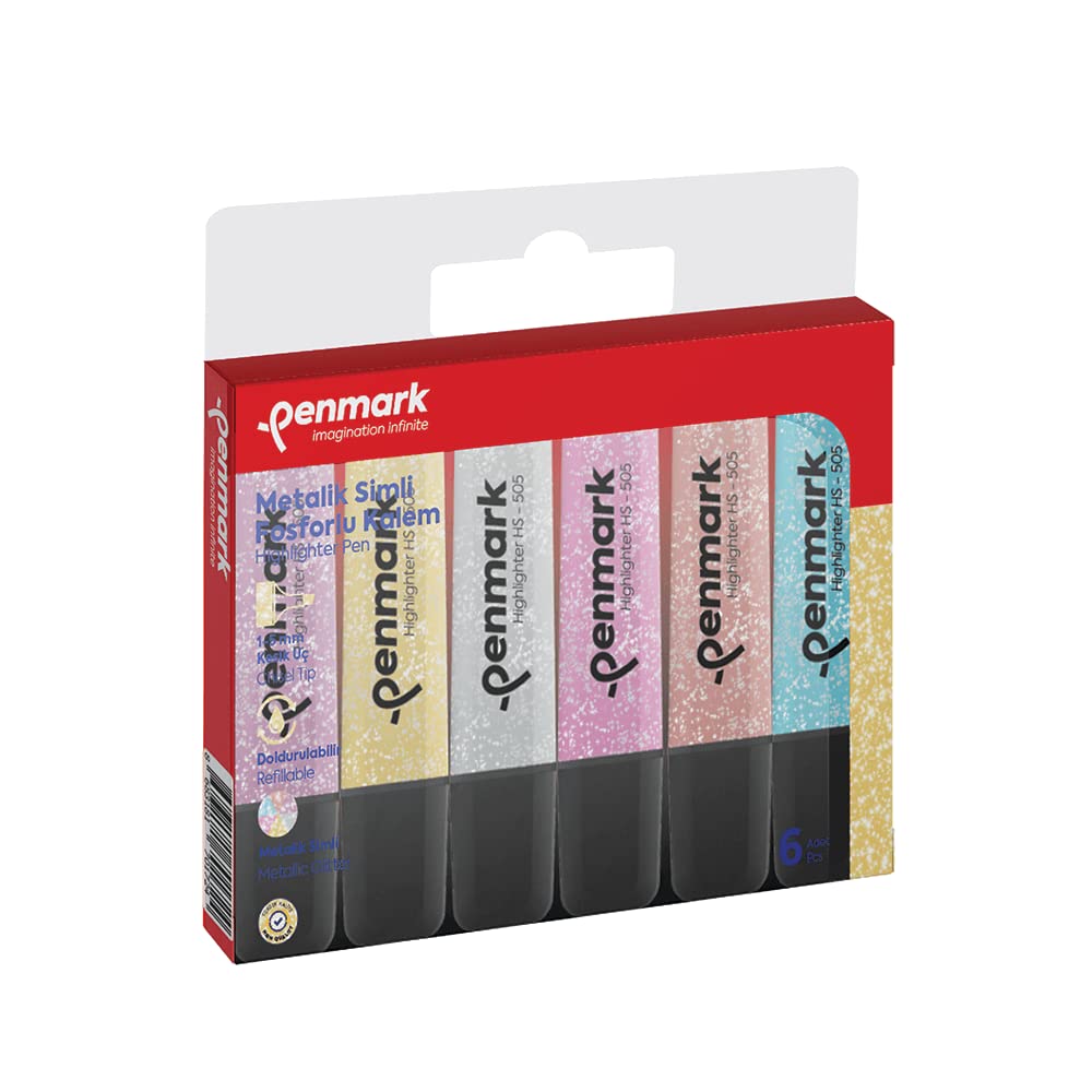 Penmark 505-6s glitter highlighters 6-piece set