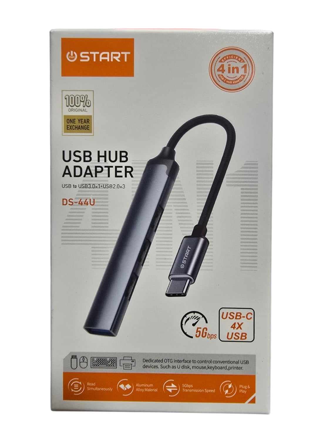 START DS-44U 4 in 1 USB Type C Hub, USB C Adapter, Portable Hub Adapter Cable with 4 USB 3.0 Ports