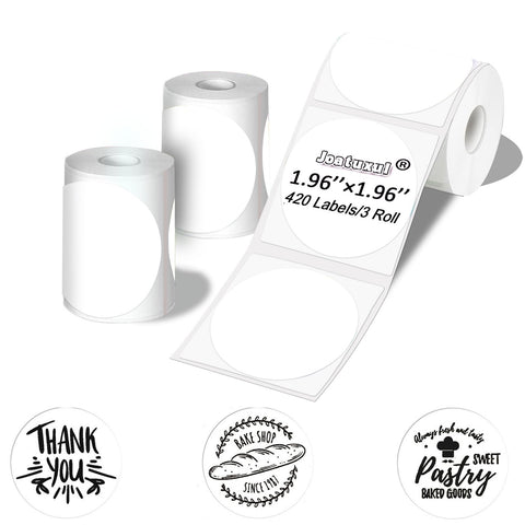 2 inch Round Thermal Labels for T50M/M110/M120/M220/M221 Label Maker, Thermal Printer Labels for Barcode, Shipping, Customized, Circle Direct Thermal Stickers 420 PCS/3 Rolls, White