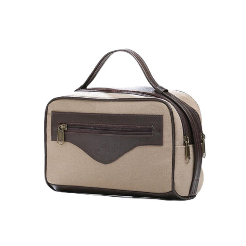 BABA CAP Premium Men’s Toiletry Bag – Professional Travel Organizer Pouch with Dual Zipper Compartments, Durable Canvas & Leather Trim for Grooming Kits and Travel Essentials