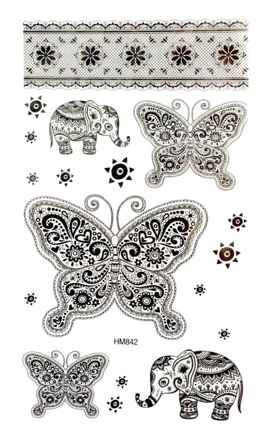 Tattoo Tech, 1 Sheet Medium Semi Permanent Tattoo21*12cm, Adult Art Design Temporary Tattoos, Lasts 1-2 Weeks, Waterproof, Realistic Look, No Adhesive, No Reflection-BLUE (HM842)