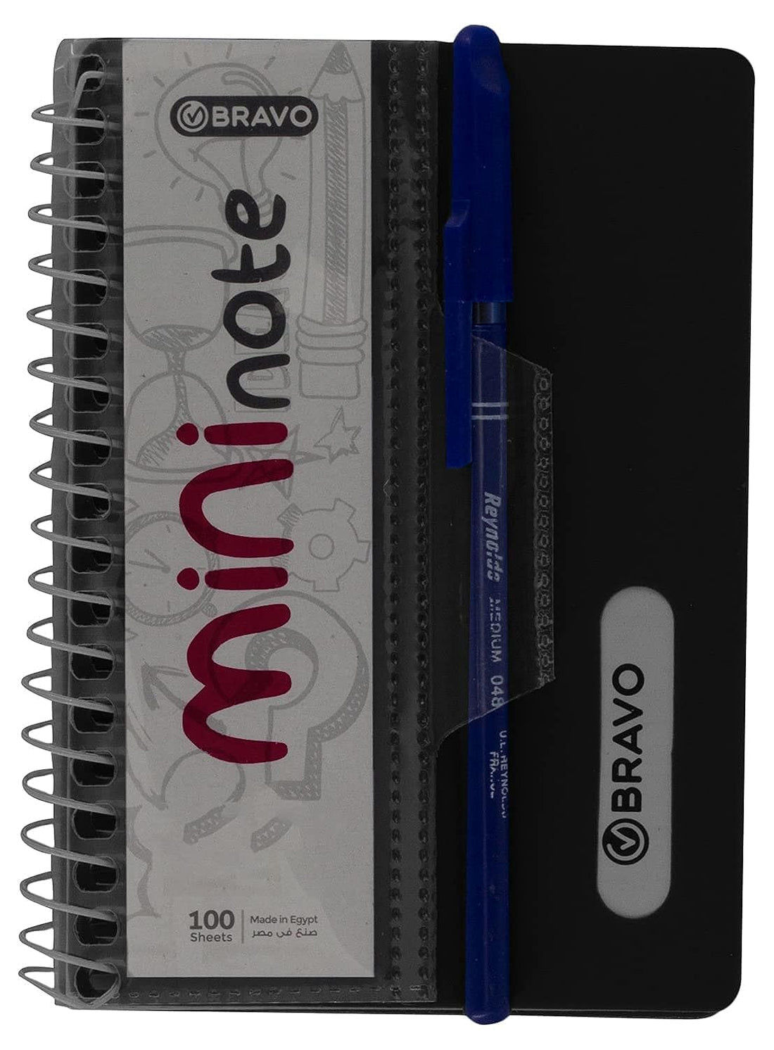 Bravo Mini Notebook 100 Sheets With Blue Pen, Black