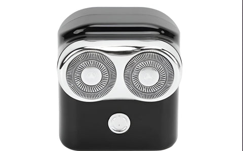 Electric Shaver with Floating Blades - Dual-head design ensures precision grooming, wireless charging, USB cable and cleaning brush included, modern black and silver finish