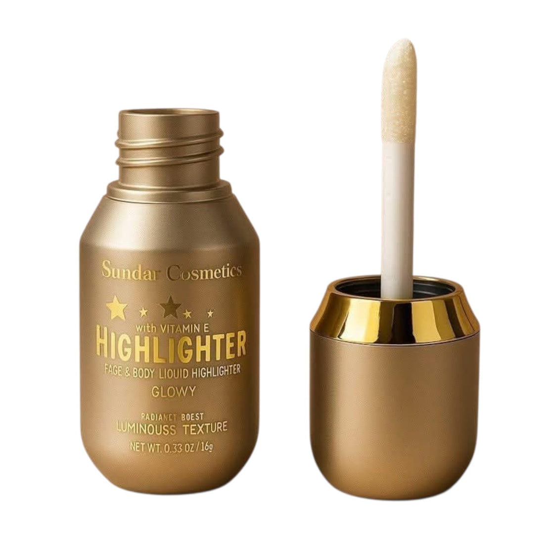 Liquid Highlighter for Face and Body with Vitamin E, Luminous Finish, Shimmer Texture, 16g