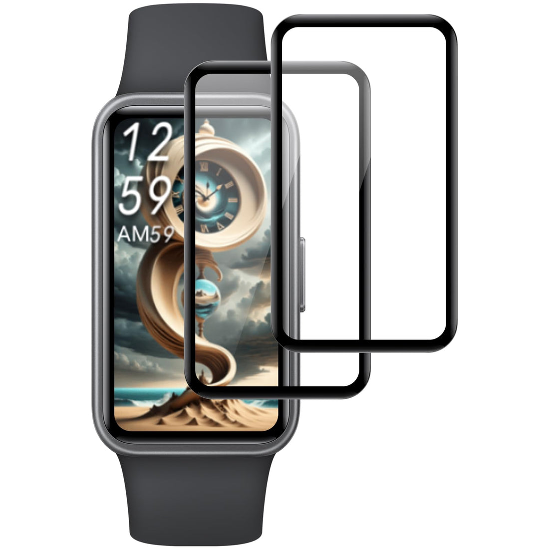 IQShield Tempered Glass Screen Protector Compatible with Huawei Band 10, HD Tempered Glass Screen Protector, 3D Round Edge Screen Protector, Touch Sensitive, Bubble-Resistant Protective Glass