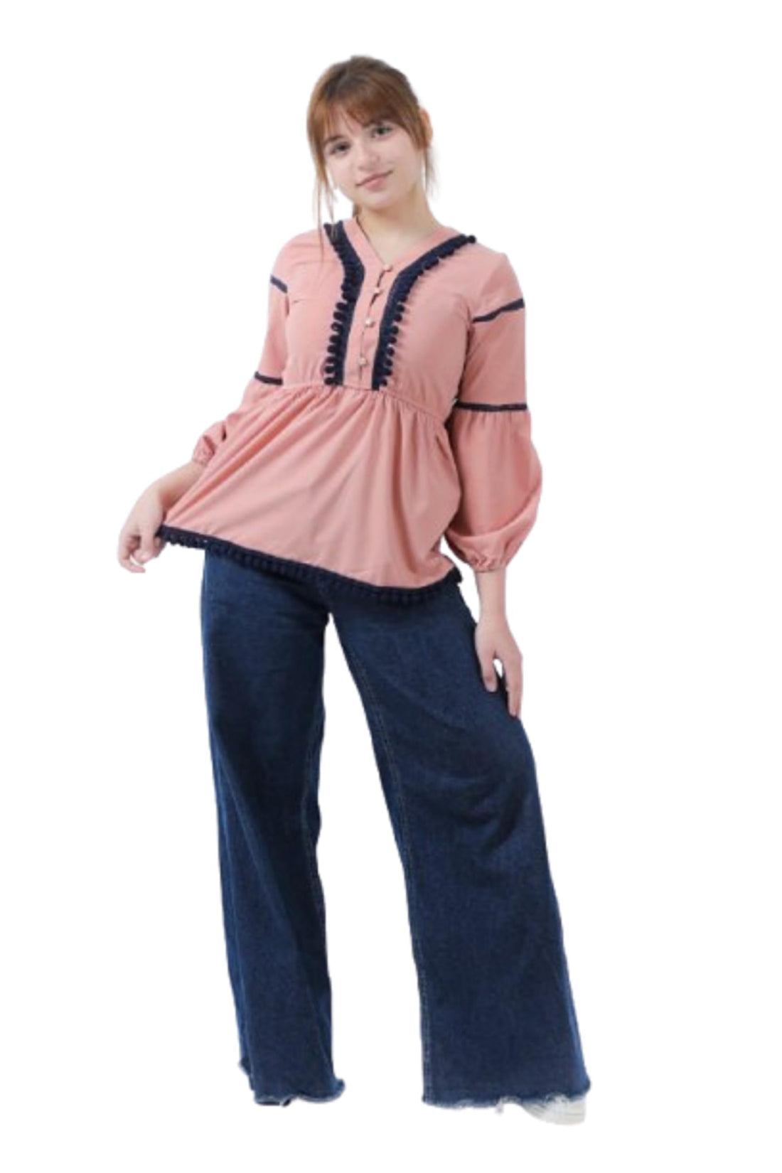MIZAYA Girls Puff Sleeve Ruffle Blouse - Stylish and Comfortable Fashion Design Available in Attractive Colors for Girls