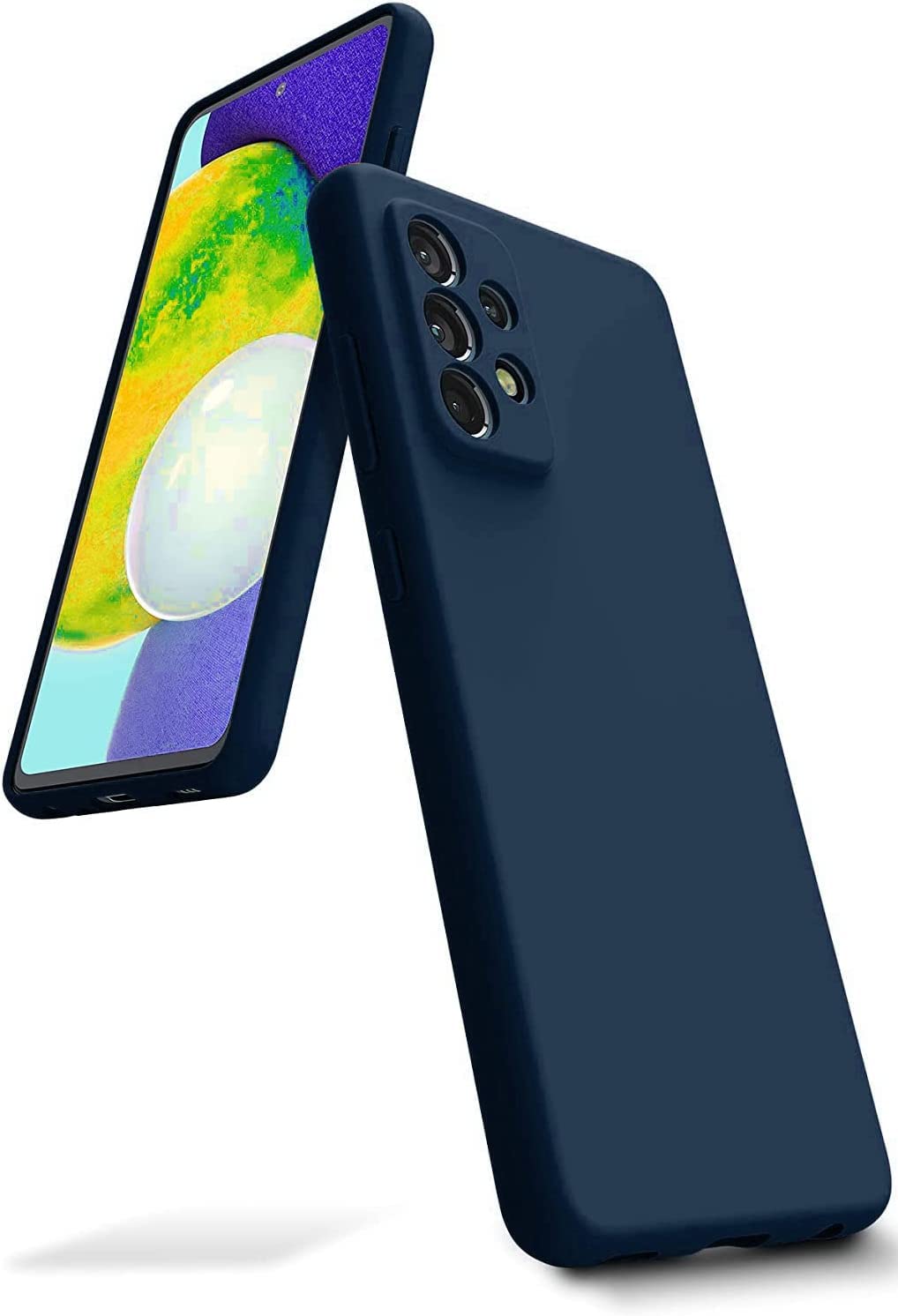 (Samsung Galaxy A23 & A13) Shockproof Silicone Back Case Cover with Fur-Lined Interior Full Protection for Samsung Galaxy A13_A23 (Navy)