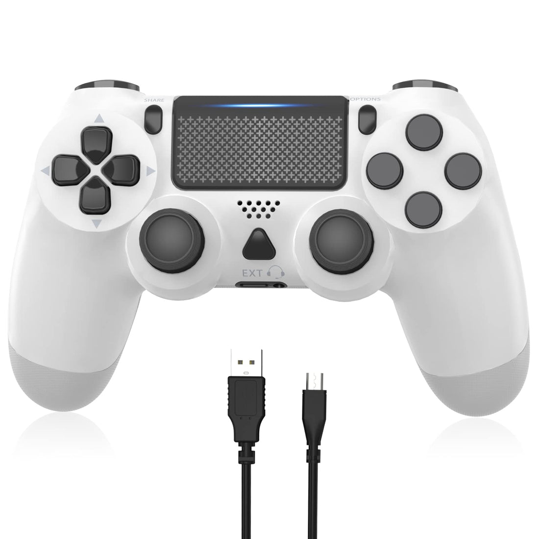 Wireless Controller for PS4, Dual Vibration Gamepad with Gyro Motion, Built-in Speaker and Audio Jack (White)