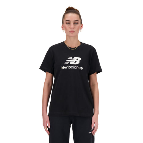 New Balance Womens Short Sleeve Shirt Sport Essentials Jersey Logo T-shirt