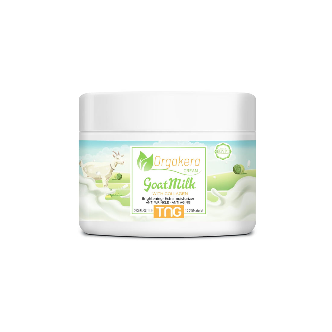 Orgakera cream face & body vit.e&a (goat milk) brightening- extra moisturizer anti wrinkle- anti aging 100% natural - 300ml