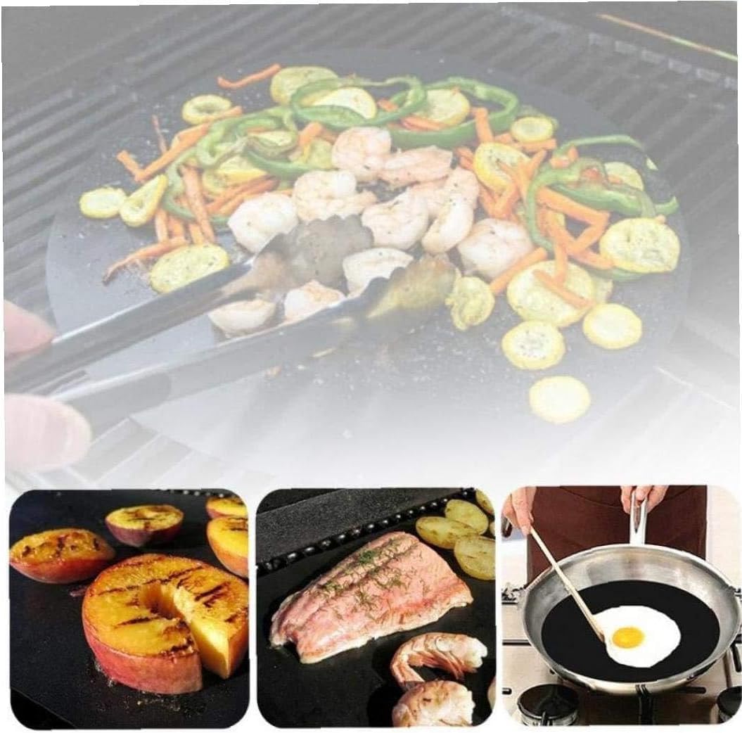 "Reusable Non-Stick Teflon Grill Mats – Versatile for Grilling, Baking, Electric Grill or Oven – Perfect Solution for Healthy and Clean Grilling - FASHION.HOME is the Ultimate Supplier!" (Black, 1pec)