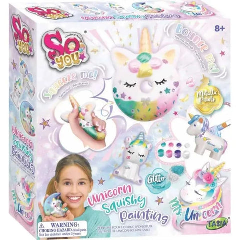 Unicorn Squishy Painting Kit, DIY Craft Set with Glitter and Stickers, Ages 8+