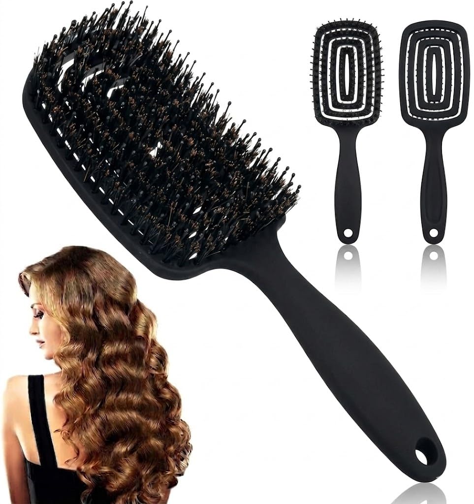 Professional Round Detangling Light Weight Hairbrush for Wet and Dry Hair Designed for Professional Hairdressers Colourful Brush 1PC- MULTICOLOR-squaer shape