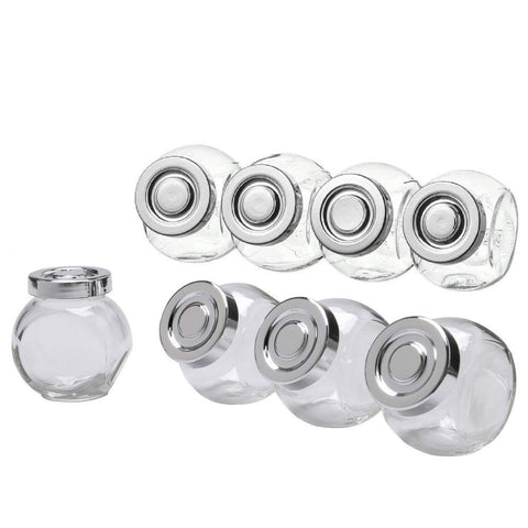 YS (Pack of 8) Glass Jars with Regular Plastic Lids and Bands, Ideal for Jam, DIY Magnetic Spice Jars