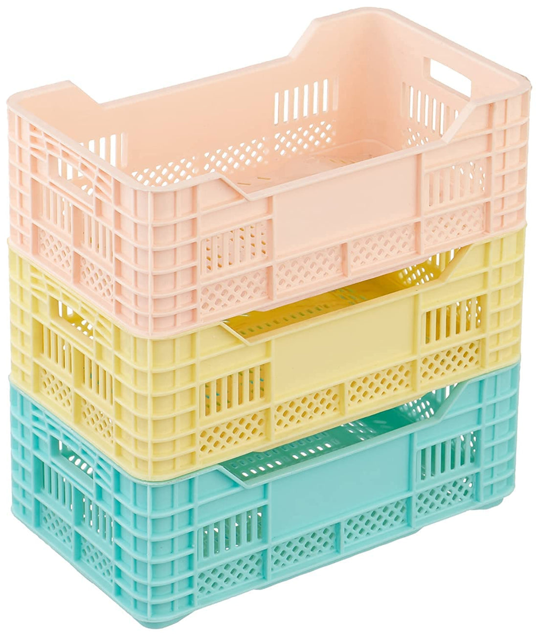 Mert Plast Plastic Storage Basket Set, Small, 3 Pieces - Multi Color