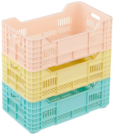 Mert Plast Plastic Storage Basket Set, Small, 3 Pieces - Multi Color