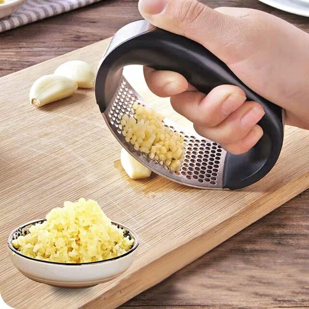 Heavy Duty Stainless Steel Garlic Squeezer - Manual Garlic Chopper Vegetable Fruit Chopper Kitchen Garlic Press, Now in Pegui Bell (1)