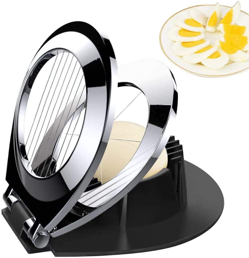 2 IN 1 Multi-Functional Egg Slicer, Egg Slicer for Hard Boiled Eggs, Egg Cutter Heavy Duty for Egg Strawberry Mushroom Soft Fruit, Stainless Steel Wire with 3 Slicing Styles