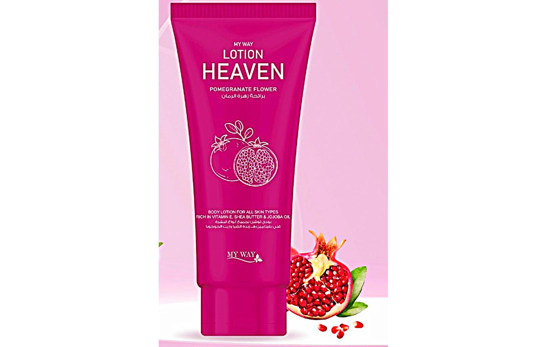 Heaven Body Lotion for All Skin Types Enriched with Vitamin E, Shea Butter & Jojoba Oil for Deep Hydration, Smooth Skin, Unique & Firm Scent 120ml (Pomegranate Flower)