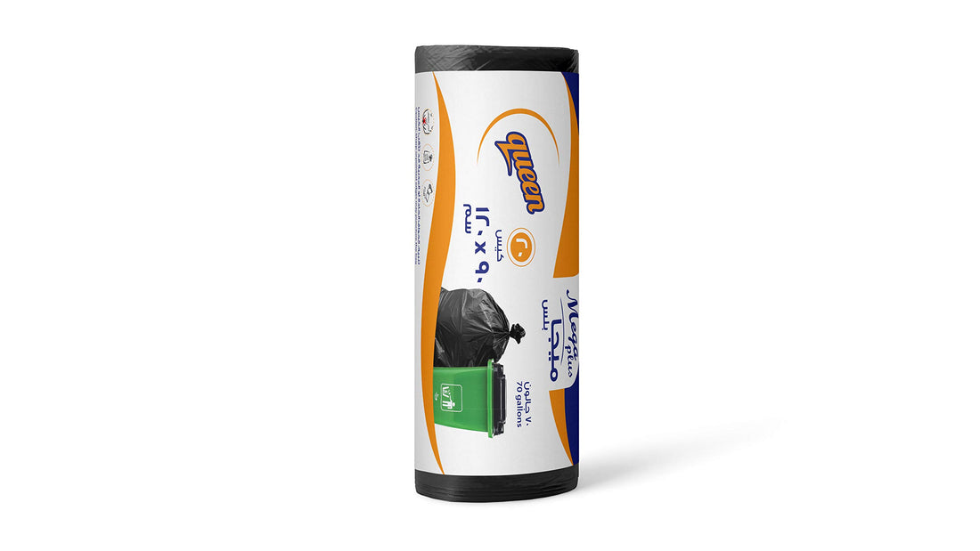 Queen mega plus garbage bags on roll, 20 bags - black - 120 x 90 cm
