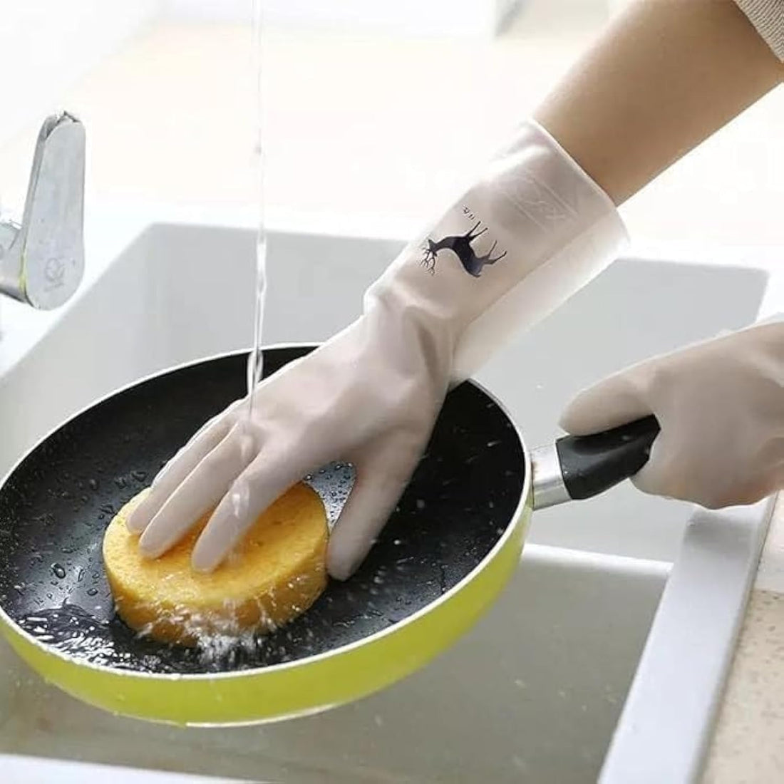 Generic Kitchen Gloves - Waterproof Dishwashing Gloves - Medium - White