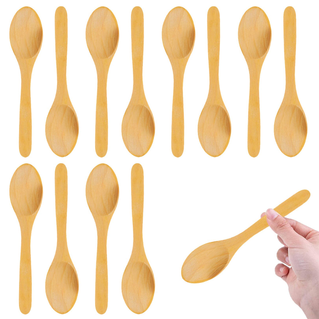 12pcs Mini Wooden Spoons,Small Handmade Wooden Spoon Natural Wooden Children Spoon Wooden Mixing Spoon for Honey Teaspoon Coffee Tea Jam Mustard Ice Cream Spoons Wooden Cutlery Jar Wedding Party