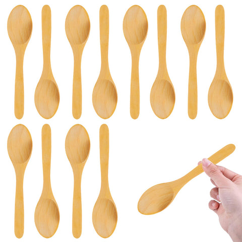 12pcs Mini Wooden Spoons,Small Handmade Wooden Spoon Natural Wooden Children Spoon Wooden Mixing Spoon for Honey Teaspoon Coffee Tea Jam Mustard Ice Cream Spoons Wooden Cutlery Jar Wedding Party