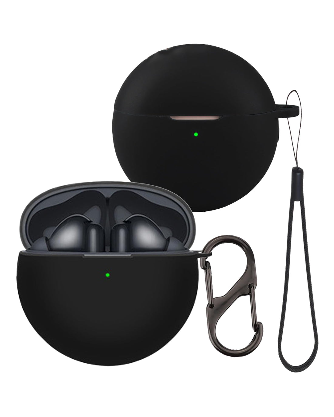 Case for Huawei FreeBuds 7i Earbuds, FJIASTB Soft Silicone Protective Cover with Carabiner, Shockproof (Black)