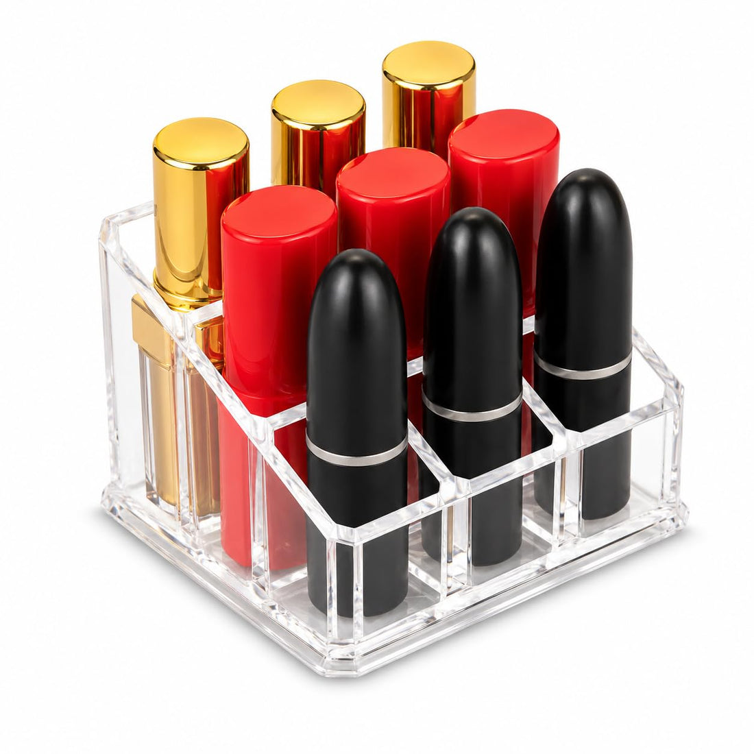Acrylic Lipstick Organizer for Makeup Storage, Transparent Cosmetic Holder for Lipsticks, Gloss & Small Beauty Tools, Compact Modern Vanity Organizer for Dressing Table, Makeup Desk & Beauty Salon Use